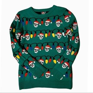 Vintage F&F Stay Cool Skull Christmas Sweater! Size 16 youth. Small Adult